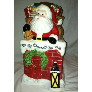  Santa in the Chimney Cookie Jar 