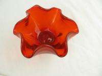 Vintage Ruby/Apple Red Scalloped Candy Dish Bowl  