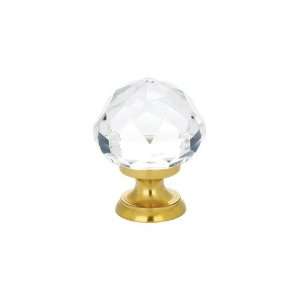   Brass   Diamond 1 Crystal Cabinet Knob with Soli