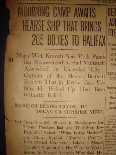   TITANIC MACKAY BENNETT MOURNERS AWAIT APRIL 26 1912 HISTORIC NEWSPAPER