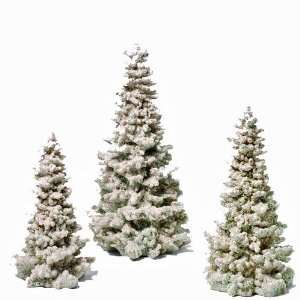 White Glitter Trees Set