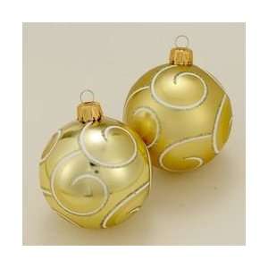 Pack of 32 Gold & White Glitter Swirl Shatterproof Christmas Ball 