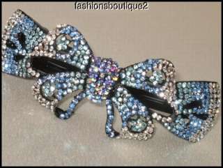 BLUE & CLEAR CRYSTAL BARRETTE COMBINE SHIP DISCOUNT  