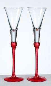 New RED Glass Wedding Toasting Flutes  