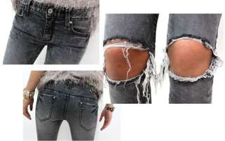 Knee exposed Ripped Grey Skinny Jeans, UK 6,8,10,12  