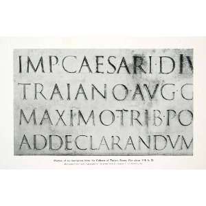 1928 Print Trajan Column Rome Italy Lettering Typeface 