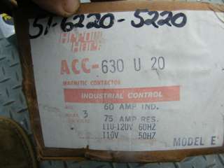 Arrow Hart Contactor ACC630U20 3P ACC 630 U20 75 amp NEW  