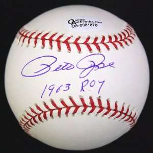 Autographed Pete Rose Ball   with 1963 Roy Inscription  