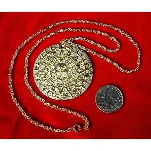  ErSaTz GOLD coin AZTEC MaYaN MEDALLION on rope NECKLACE 