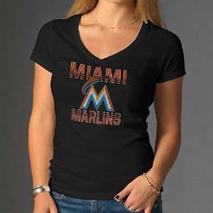  Miami Marlins Womens Scrum V Neck T Shirt by 47 Brand 