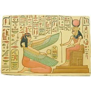  Goddess Maat paying homage to Hathor Relief, Color   E 