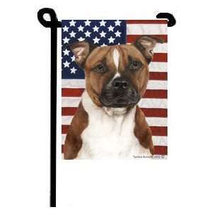  Staffordshire Bull Terrier USA Patriotic Garden Flag 