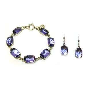Catherine Popesco Sterling Silver Plated Set of Bracelet and Earrings 