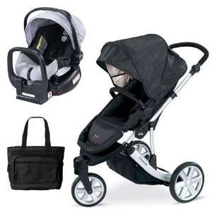   Scene Stroller and Car Seat with Diaper Bag   Black Baby