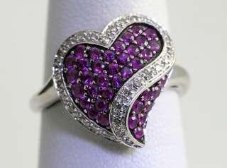 DRAMATIC .75CT DIAMOND PINK TOPAZ TWISTED HEART WHITE GOLD RING DEAL 