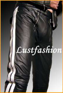 mens leather pants white leather trousers police pants  