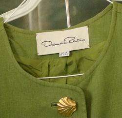   Couture OSCAR DE LA RENTA Skirt SUIT Sz 16 Made in USA Green  