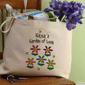  Personalized Canvas Tote Bage   Garden of Love Flowers 