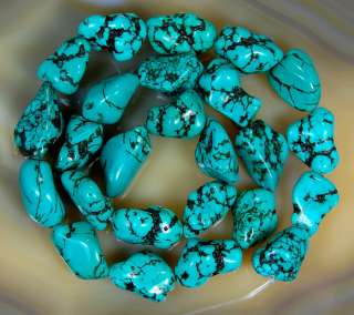 12x17mm Blue Turquoise Freeform Beads 15.5  
