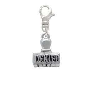  3 D Denied Stamp   Silver Plated Clip on Charm [Jewelry 