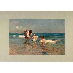  1905 Print Seashore Baby Beach Francesco Paolo Michetti 