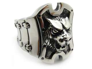 Mens PUNK gothic biker links silver stainless steel cool lion head 