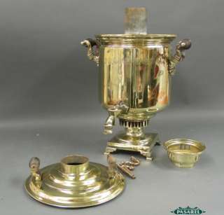 Antique Russian Brass And Wood Samovar Tula Ca 1870  