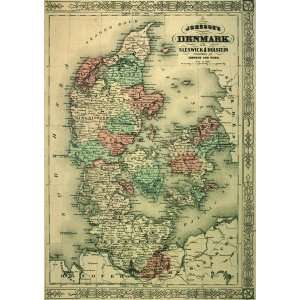  Johnson Map of Denmark (1869)