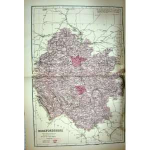  MAP 1884 HEREFORDSHIRE ENGLAND HEREFORD LEOMINSTER