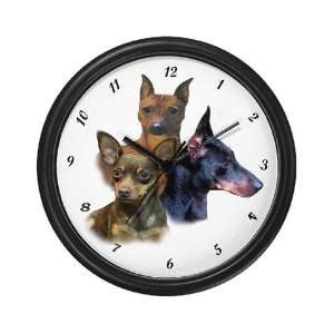  Miniature Pinscher Trio Pets Wall Clock by  
