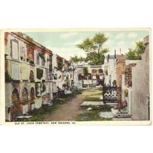  1920s Vintage Postcard Old St. Louis Cemetery New Orleans 