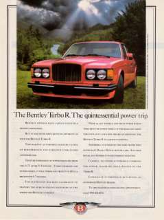 1989 Bentley Turbo R Photo The Power Trip print ad  