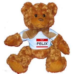  HELLO my name is FELIX Plush Teddy Bear with BLUE T Shirt 