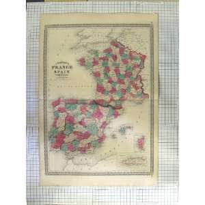   JOHNSTON ANTIQUE MAP c1870 FRANCE GIBRALTAR CORSICA