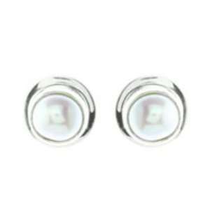 Handcrafted Baroni Pearl Disc Stud/Post 925 Sterling Silver Earrings