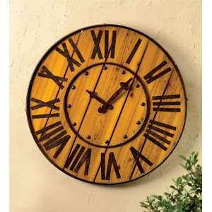  Iron and Wood Wine Barrelhead Clock