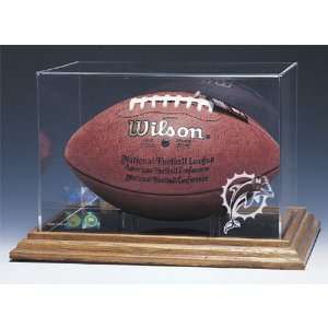  Miami Dolphins NFL Football Display Case (Wood Base 