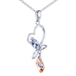  Heart Crystal Citrine Pendant Necklace Pugster Jewelry
