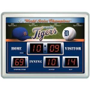  Detroit Tigers MLB Scoreboard Clock & Thermometer (14x19 