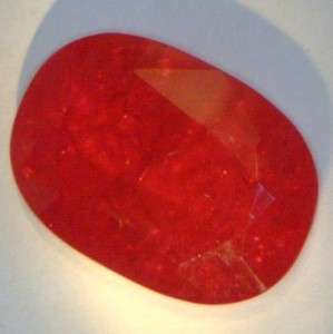 Lab Created Red Ruby with Flux Veil Inclusions Faceted 28x20mm Oval 54 