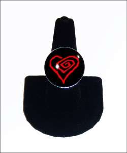 Marilyn Manson Heart Glass Sterling Silver Ring RR 246  