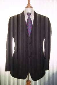 Mens Dark Brown Pinstripe Suit by Austin Reed 44R  