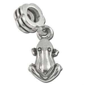  9mm Dangling Frog Large Hole Bead   Rhodium Plated Arts 