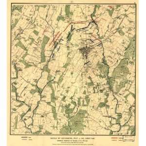 Civil War Map Battle of Gettysburg, July 1, 1863. First day. General 