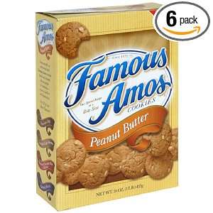 Famous Amos Peanut Butter Cookies, 16 Ounce Boxes (Pack of 6)