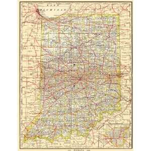  RAILROAD MAP INDIANA (IN) 1879