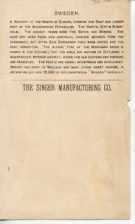 1800s TRADE CARD SINGER SEWING MACHINE SWEDEN J OTTMANN  
