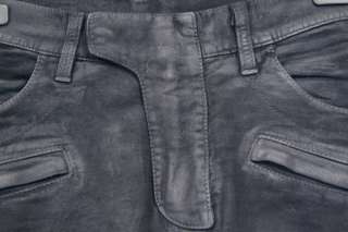 AW10 Balmain Waxed Black Leather Effect Skinny Biker Jeans Sz 28 
