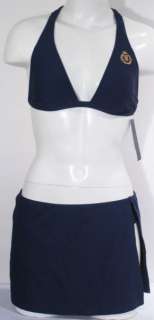 Tommy Hilfiger Navy Skirted Swimsuit Banded Halter 14 NWT NEW $110 