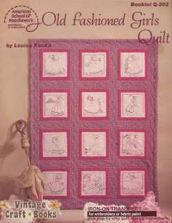 Old Fashioned Girls Quilt Iron On Transfer VINTAGE Book  